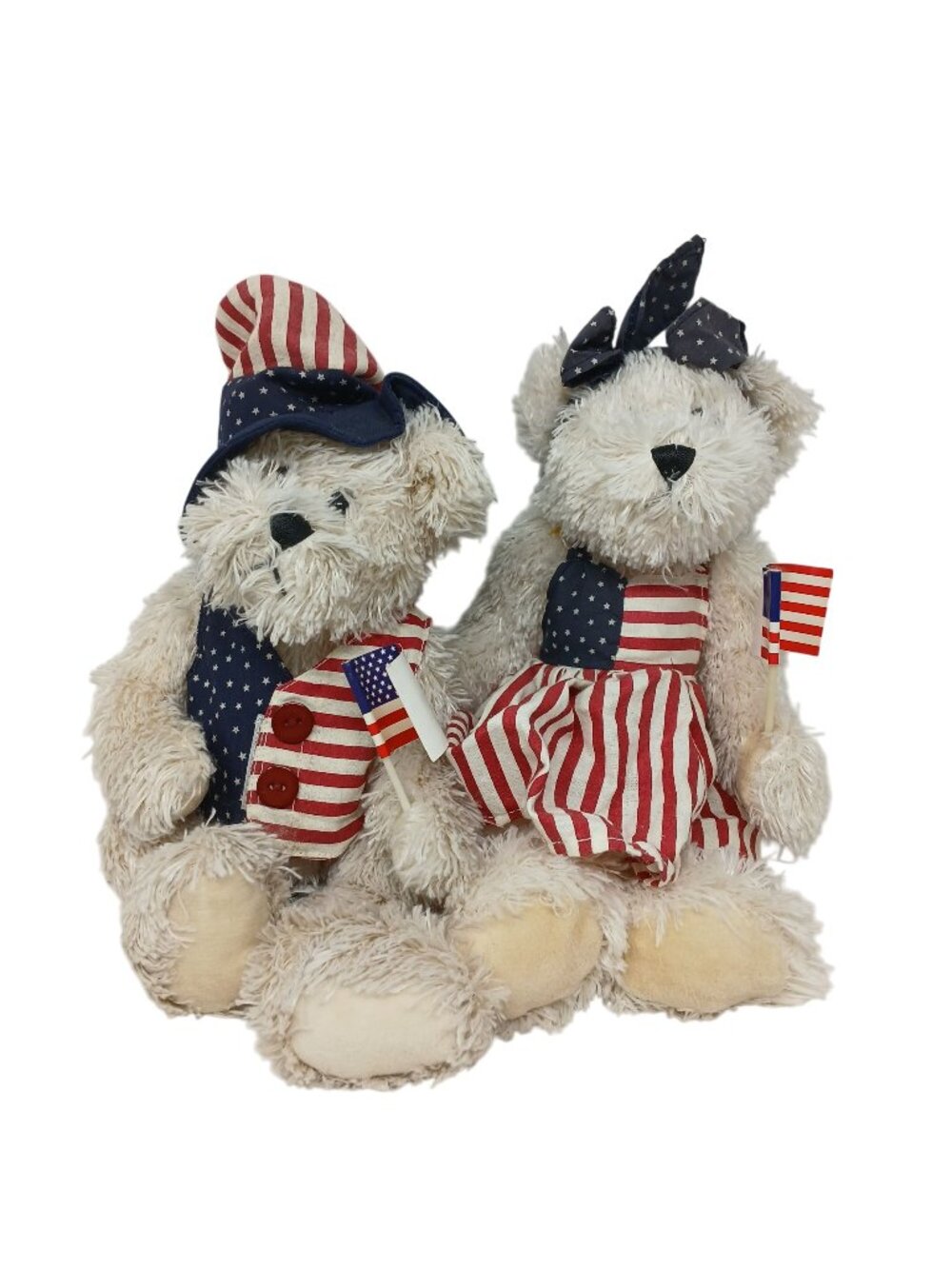 2 Patriotic Terrys Village Plush Bear Americana Outfit Flags Anthropomorphic #S1